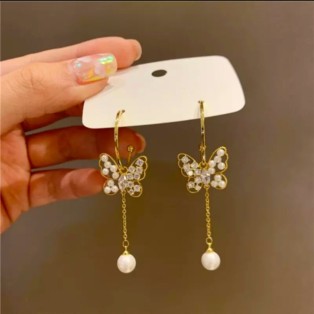Butterfly drop earrings